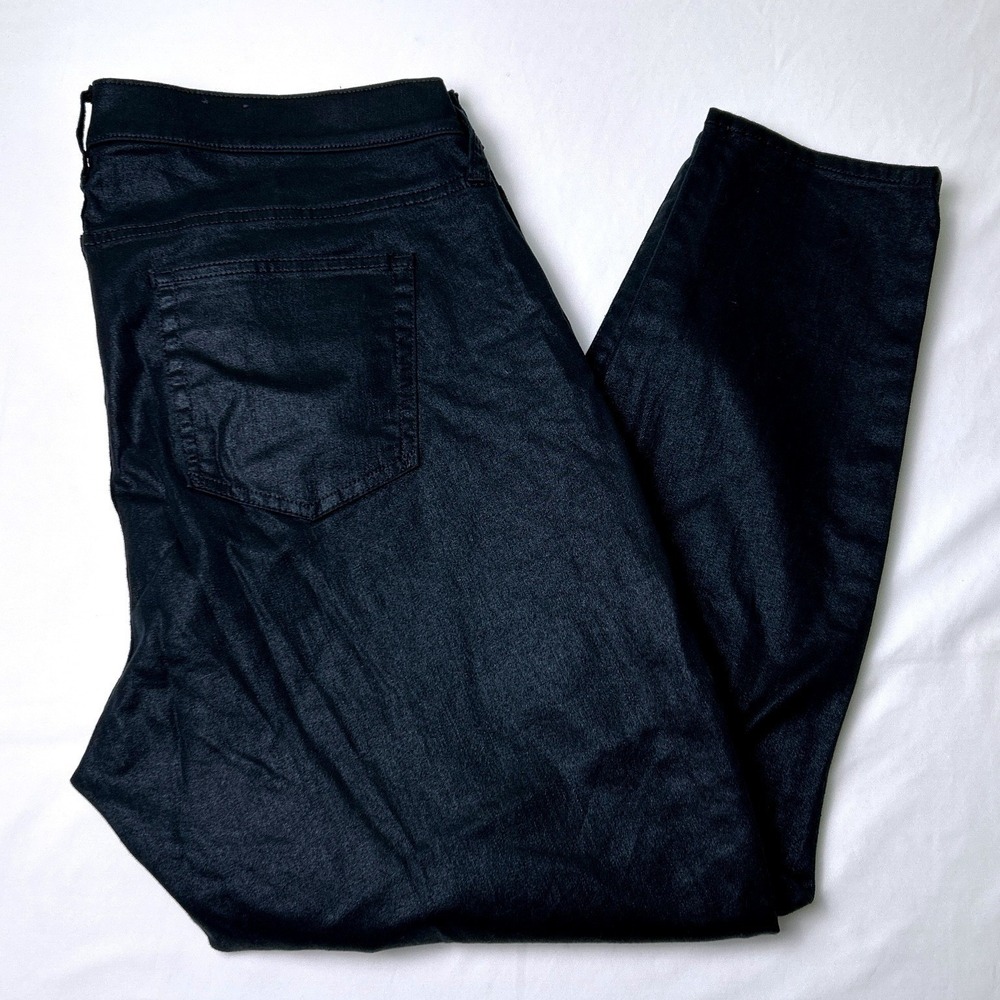 Gap Womens Coated Denim True Skinny Mid Rise Jeans Plus Size 35/20 Black Edgy